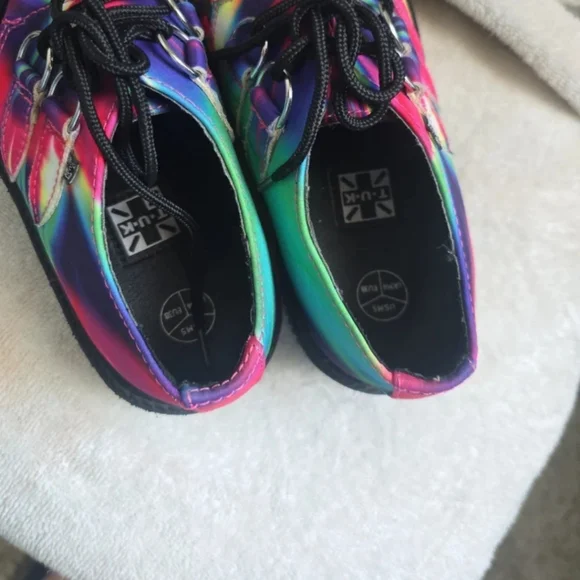 RARE T.U.K. Shoes Hi Rainbow Creepers Psychedelic NWOT Firm Price - Picture 5 of 6
